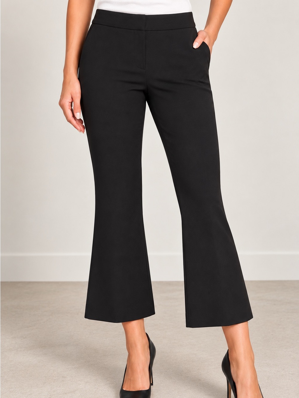 Theory Women’s Size 4 Black Stretch Flare Bootcut Dress Pants Ankle Trousers